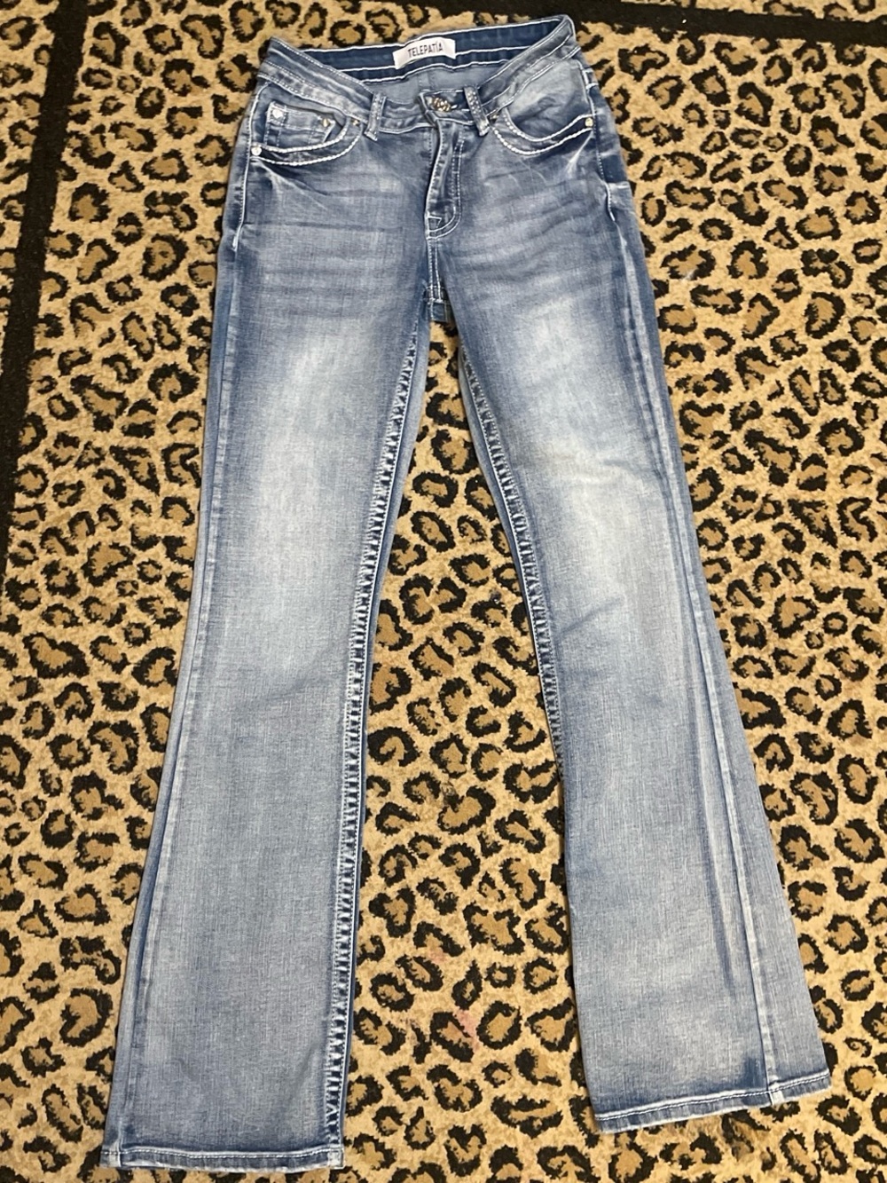 Telepatia Embellished Bootcut Jeans Size 1/25 Bling Rhinestone